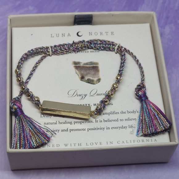 Luna Norte Multicolor Druzy Quartz Adjustable Bracelet NWT - Picture 3 of 3